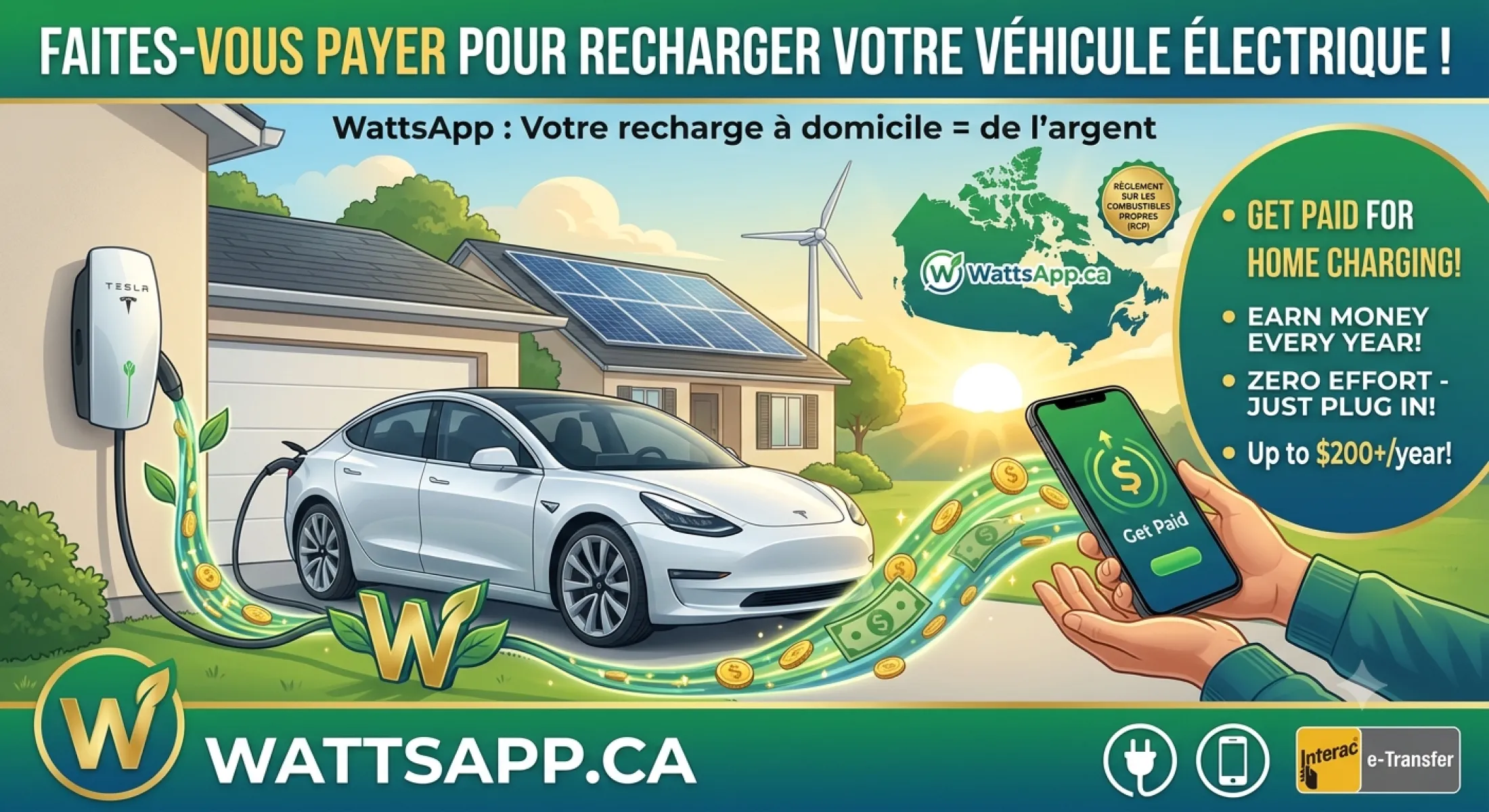 WattsApp : Faites-vous payer pour recharger votre véhicule électrique à la maison !