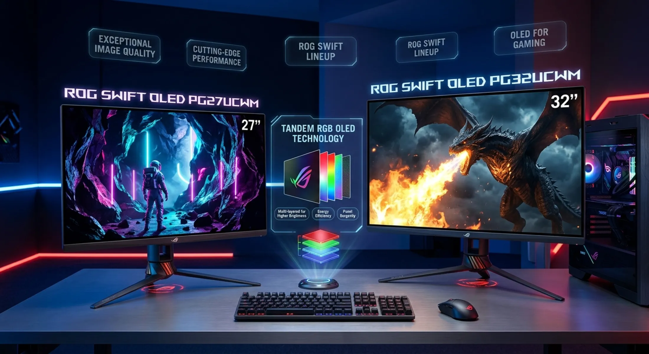 ASUS pousse encore plus loin l’OLED avec ses nouveaux moniteurs gaming ROG Swift